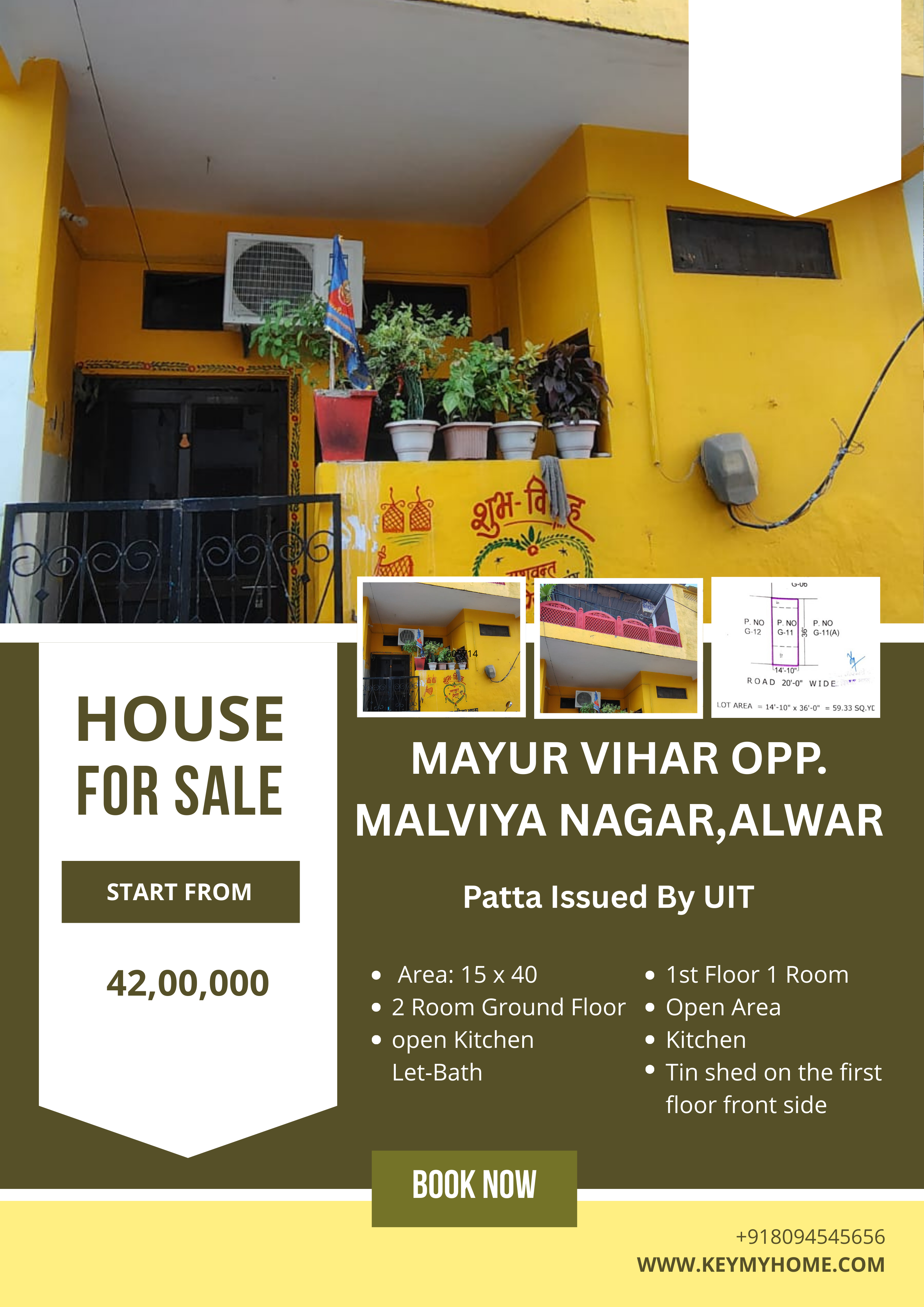UIT Approved House | Mayur Vihar, Alwar | 15x40 | Ground + 1 Floor | Patta Issued