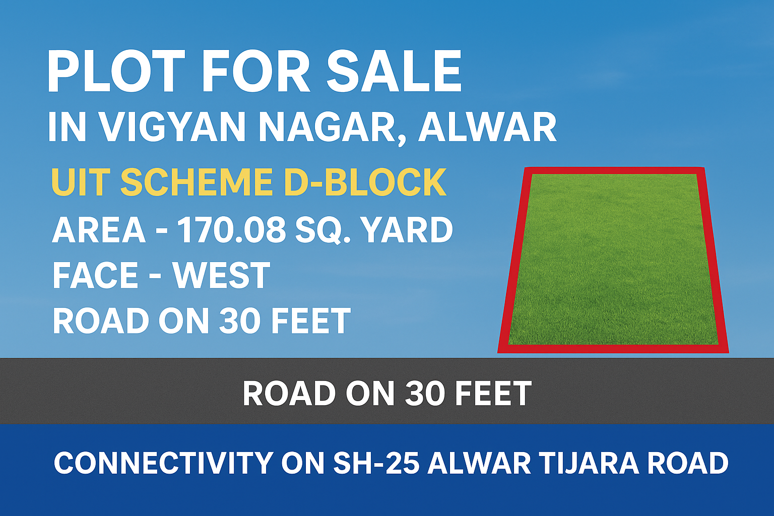 Plot for Sale in Vigyan Nagar, Alwar – UIT Scheme 170.08 sq.yd(D-Block)