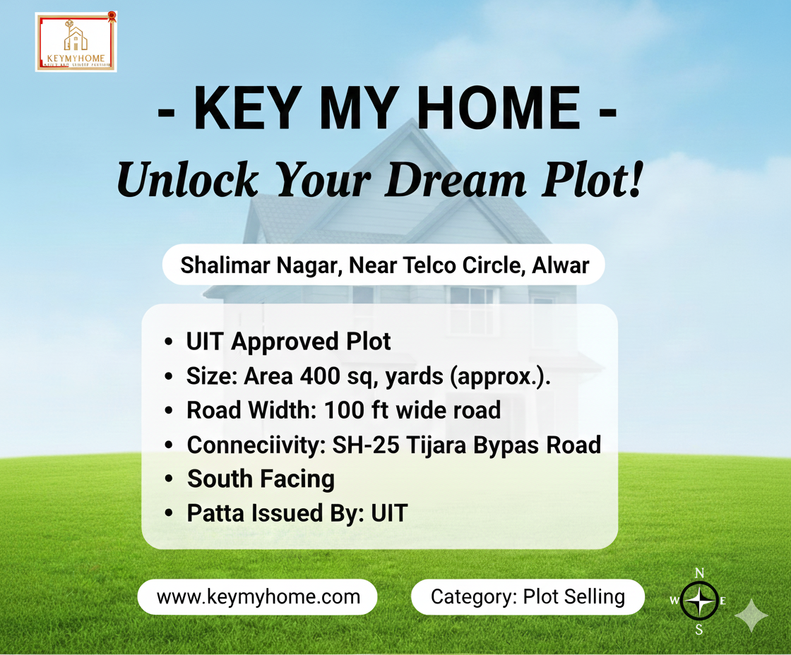 UIT Scheme Plot for Sale – Shalimar Nagar, Near Telco Circle, Alwar (South Facing)