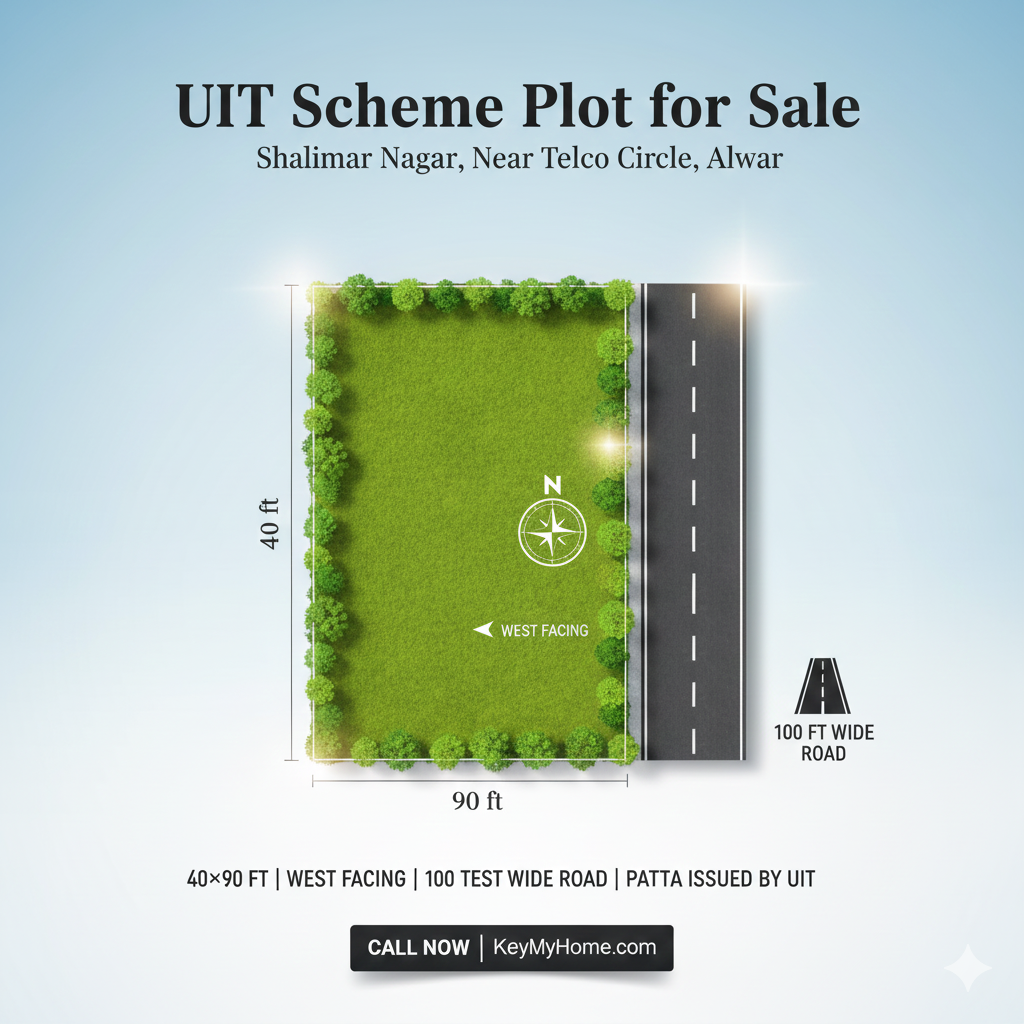 UIT Scheme Plot for Sale in Shalimar Nagar, Near Telco Circle, Alwar – 40×90 ft, West-Facing